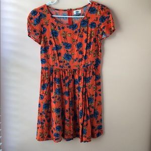 Old Navy Orange and Blue Floral Dress